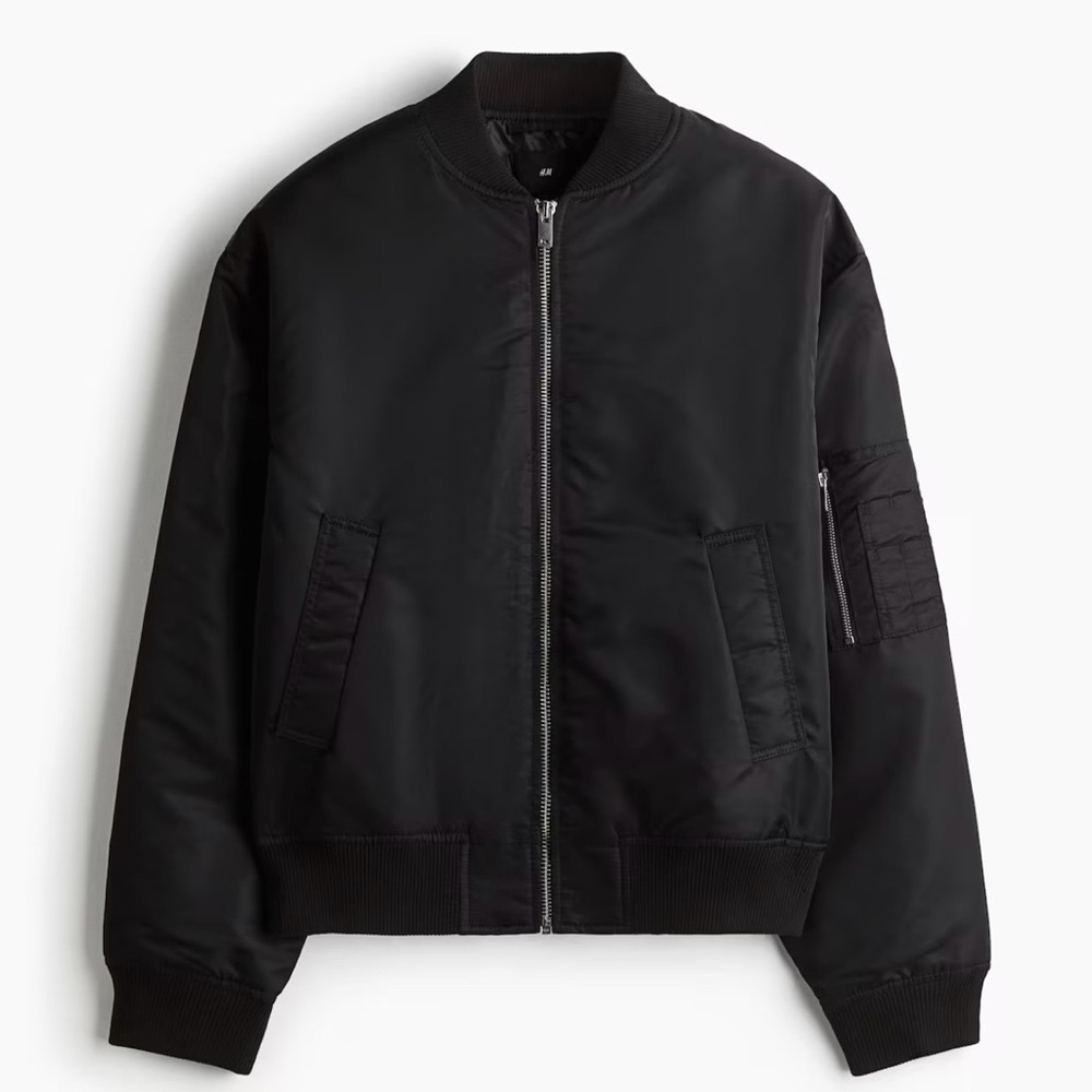 Men's Black Bomber Jacket - Picture 3 of 8